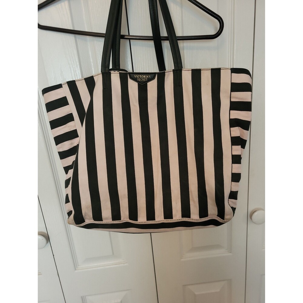 Victoria's Secret Pink Black Striped Tote Bag